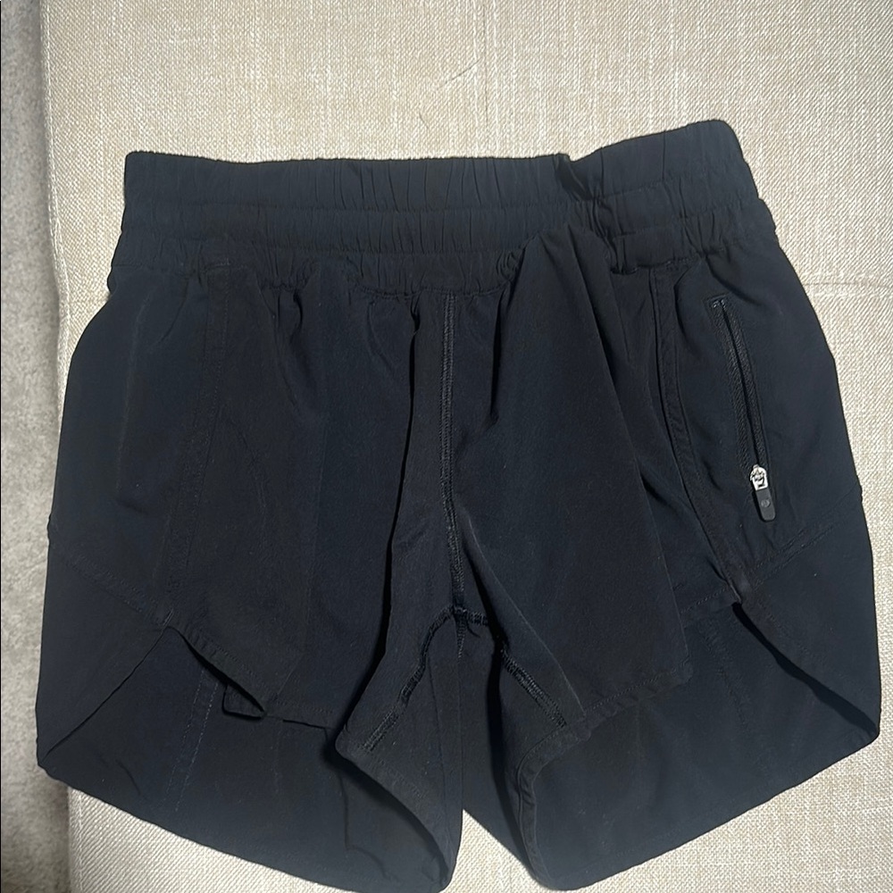 Lululemon Athletica Black Athletic Shorts Tracker Shorts 4in